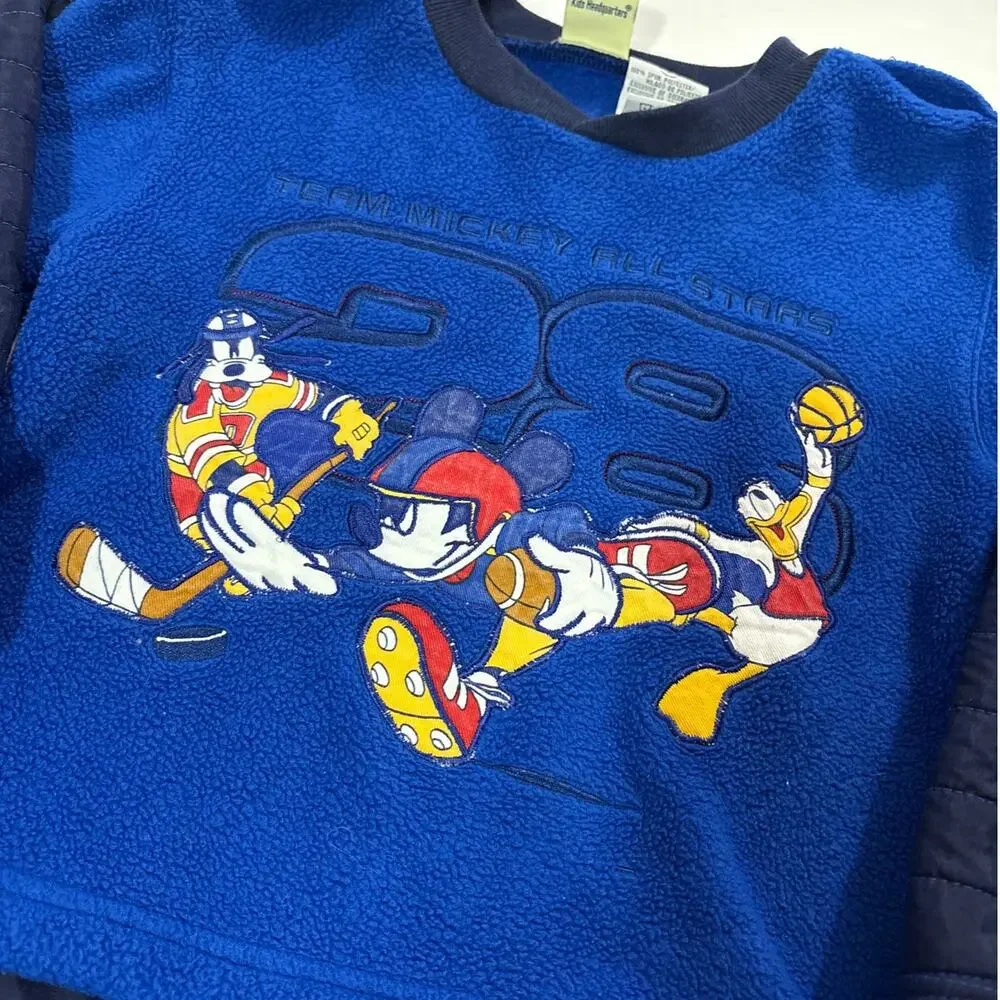 Vintage 90s Y2k Mickey & Co Disney Embriodered Sports Sporty Pullover 5 Kids